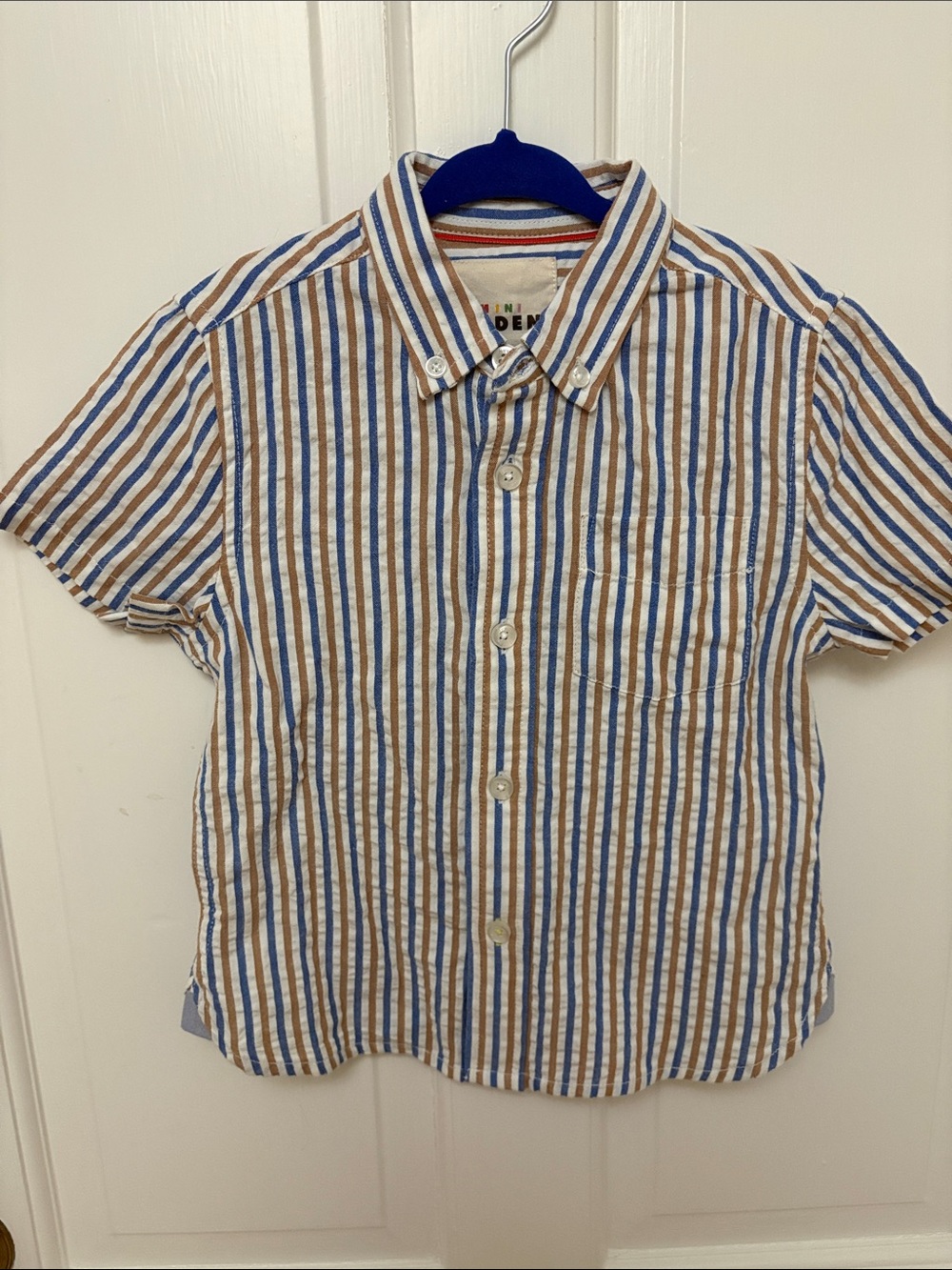 2-3 years Mini Boden Cotton Short-Sleeve Button-Down Shirt